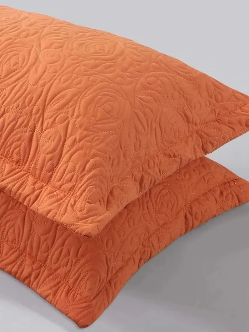 Orange Quilted 2 Pillow Shams